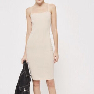 Topshop Bodycon Midi Dress in Cream, Size 10​​​​​​​​​